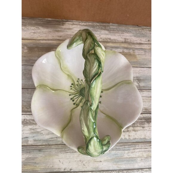Intrada Italy Ceramic Majolica Flower Basket Bowl 1980s Pottery - Picture 2 of 9